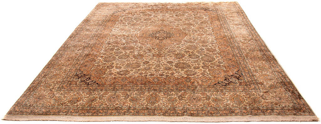 Bild von morgenland Seidenteppich "Seidenteppich - Kaschmir Seide - 410 x 307 cm - hellbraun", rechteckig, 4 mm Höhe, Wohnzimmer, Handgeknüpft, Einzelstück mit Zertifikat