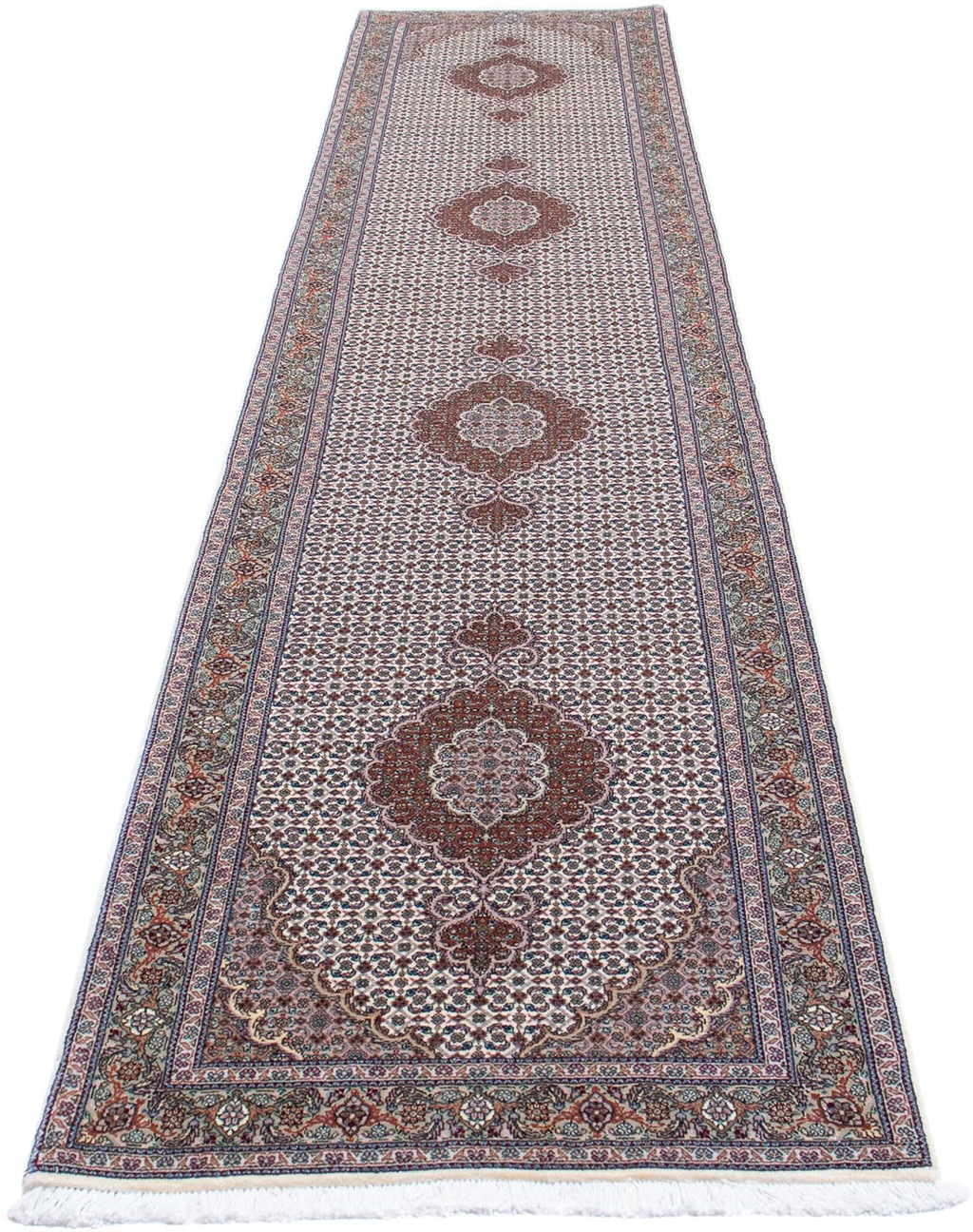 Bild von morgenland Orientteppich "Perser - Täbriz - 405 x 83 cm - mehrfarbig", rechteckig, 10 mm Höhe, Wohnzimmer, Handgeknüpft, Einzelstück mit Zertifikat