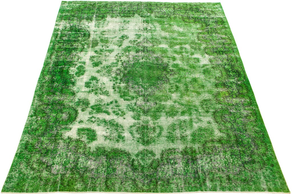 Bild von morgenland Teppich "Vintage - 392 x 294 cm - grün", rechteckig, 8 mm Höhe, Wohnzimmer, Handgeknüpft, Einzelstück mit Zertifikat