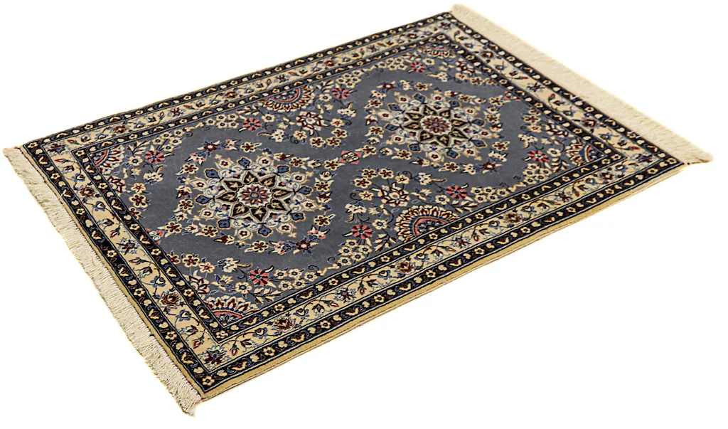 Bild von morgenland Orientteppich "Perser - Nain - Premium - 107 x 76 cm - grau", rechteckig, 6 mm Höhe, Wohnzimmer, Handgeknüpft, Einzelstück mit Zertifikat