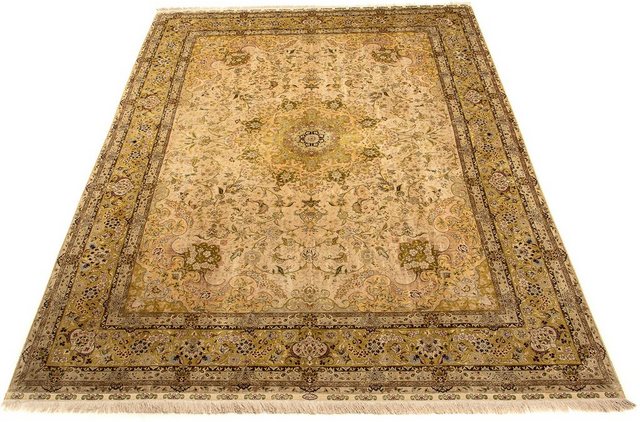 Bild von morgenland Seidenteppich »Seidenteppich - Hereke Seide - Premium - 375 x 277 cm - beige«, rechteckig, 3 mm Höhe, Wohnzimmer, Handgeknüpft, Einzelstück mit Zertifikat