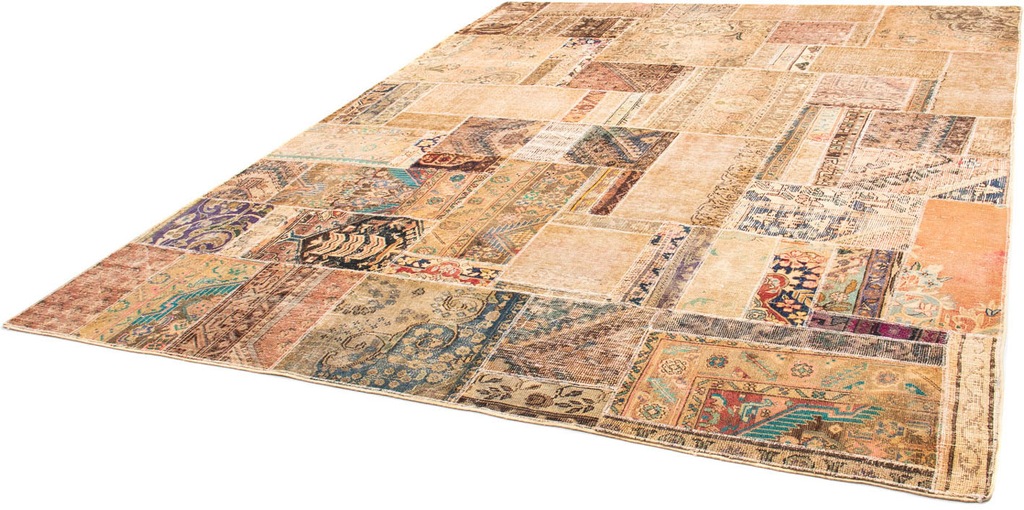 Bild von morgenland Teppich "Patchwork - 292 x 230 cm - mehrfarbig", rechteckig, 7 mm Höhe, Wohnzimmer, Handgeknüpft, Einzelstück mit Zertifikat