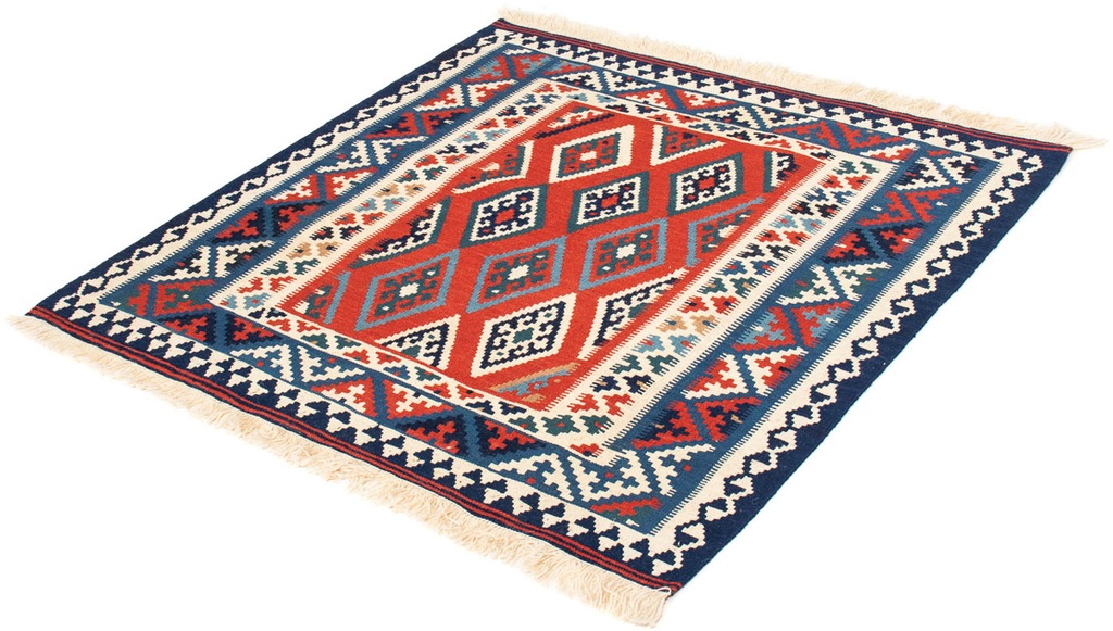 Bild von morgenland Wollteppich "Kelim - Oriental quadratisch - 103 x 101 cm - mehrfarbig", quadratisch, 6 mm Höhe, Wohnzimmer, Einzelstück