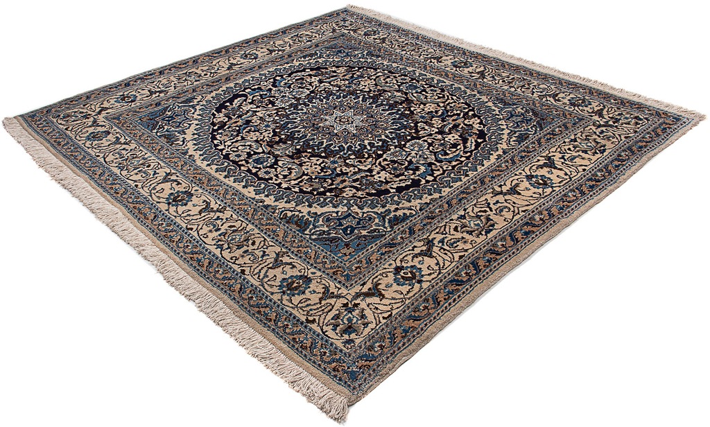 Bild von morgenland Orientteppich "Perser - Nain quadratisch - 196 x 189 cm - blau", quadratisch, 10 mm Höhe, Wohnzimmer, Handgeknüpft, Einzelstück mit Zertifikat