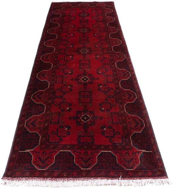 Bild von morgenland Orientteppich »Afghan - Kunduz - 298 x 82 cm - dunkelrot«, rechteckig, 7 mm Höhe, Wohnzimmer, Handgeknüpft, Einzelstück mit Zertifikat