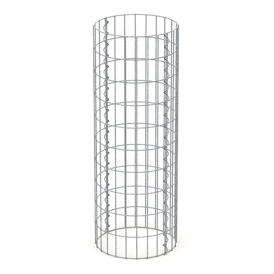 Bild von ECD Germany Gabionenzaun Gabionenkorb aus verzinkter Stahl Gabionenwand Gabionen-Säule, (1-St), Steinkorb Rund Silber Korrosionsbeständig Gabionenzaun Gabione