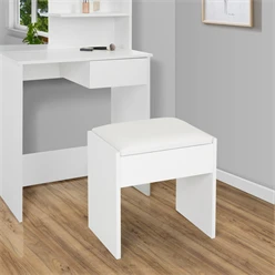 Bild von Sitzhocker mit gepolstertem Kissen und Bezug 40x43x29,5 cm Weiß