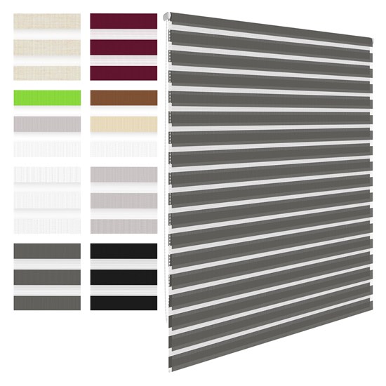 Bild von ECD Germany Doppelrollo Klemmfix ohne Bohren 60x150 cm Dunkelgrau