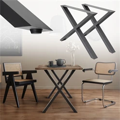 Bild von B-Ware Tischbeine 2er Set X-Design 60x72 cm Anthrazit aus Stahl
