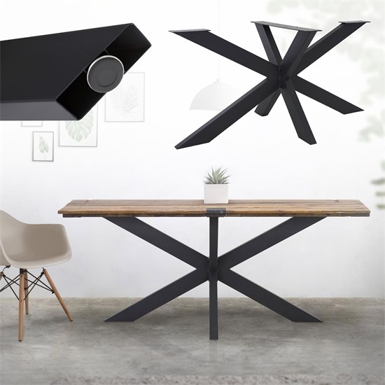 Bild von ML-DESIGN Tischbein Tischgestell Spider Kreuzgestell Schwerlast aus Stahl für DIY, Tischfüße X-Design 78x71x120 cm Schwarz Industriedesign