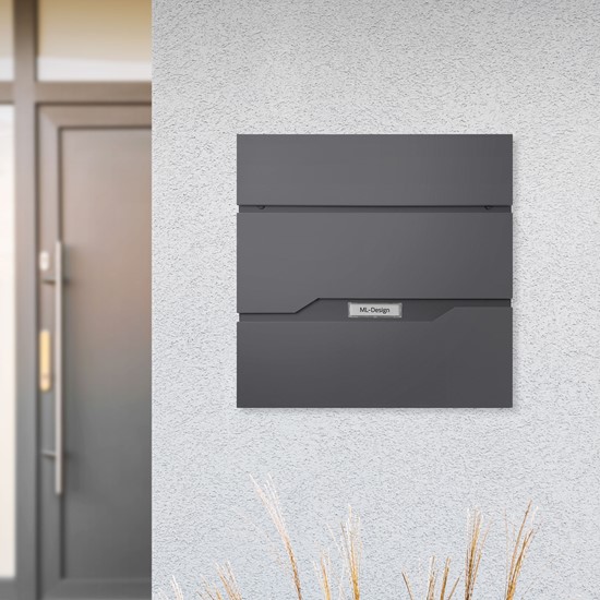 Bild von ML-Design Briefkasten mit Zeitungsfach und Namensschild aus Edelstahl
