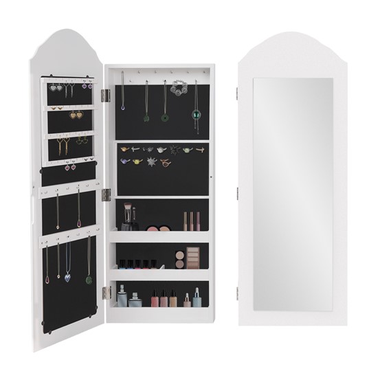 Bild von ML-DESIGN Schmuckschrank Schmuckschrank Wandschrank mit Spiegel und zahlreichen Fächern Spiegelschrank hängend 35x95x9 cm für Ketten Ohrringe Ringe aus MDF Ho