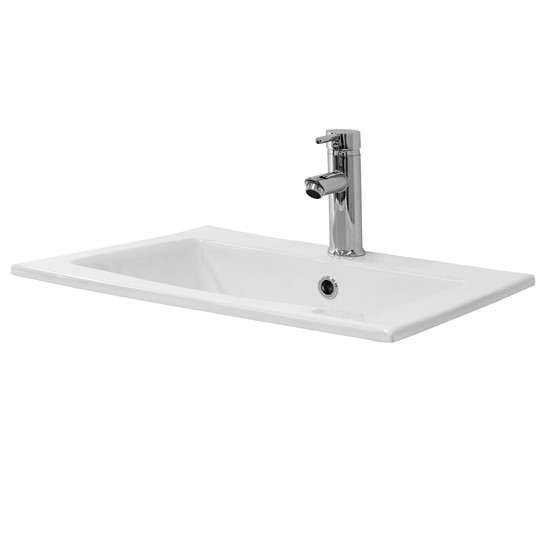 Bild von ML-Design Waschbecken Keramik Weiß 52,5x21x45 cm Eckig mit Hahnloch und Überlauf