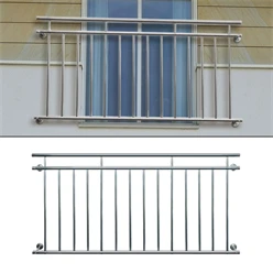 Bild von B-Ware Französischer Balkon glänzend 90x225 cm mit 16 Füllstäben aus Edelstahl