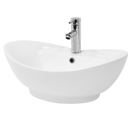 Bild von ML-Design Waschbecken aus Keramik Weiß Glänzend 59x20,5x39,5 cm Ovale Waschtisch