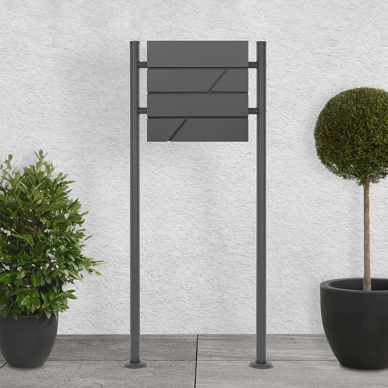 Bild von Standbriefkasten mit Zeitungsfach 37x11x37 cm Anthrazit aus Edelstahl ML-Design