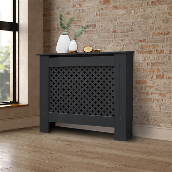 Bild von ML-DESIGN Heizungsverkleidung Heizkörperabdeckung aus MDF Heizungsverkleidung für Wohnzimmer, Zubehör für Heizkörper, Heizungsabdeckung Wabenmuster 78x19x82 cm Anthrazit aus MDF