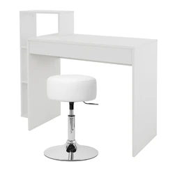 Bild von ML-DESIGN Schreibtisch Arbeitstisch mit Regal 3 Einlegeböden 2in1 System für Arbeitszimmer (Komplett-Set), Bürotisch Computertisch PC Tisch Laptoptisch mit Sitzhocker Homeoffice