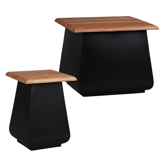 Bild von WOMO-DESIGN Beistelltisch Couchtisch Handgefertigt aus Akazienholz, Unikat Massivholz Möbel (2-St), Metall Wohnzimmertisch Sofatisch Kaffeetisch Dekotisch Blumenhocker
