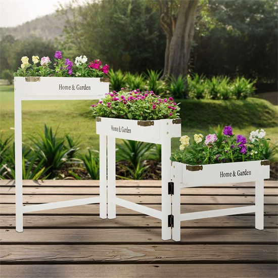 Bild von ML-DESIGN Blumenständer Pflanzenständer mit 3 Etagen aus Holz Blumenleiter Pflanzenregal (1 St), Pflanzentreppe Weiß Pflanzentreppe Pflanzgefäß Blumenkasten