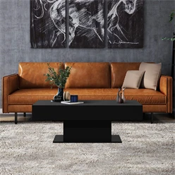 Bild von Couchtisch 110x60x40 cm Schwarz inkl. 2 Staufächern unter Schiebeplatte ML-Design