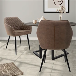 Bild von ML-DESIGN Stuhl Esszimmerstühle mit Rücken- & Armlehne moderne Design Küchenstühle (2 St), Polsterstuhl Esstischstühle 2er Set Küchenstuhl Kunstleder Braun