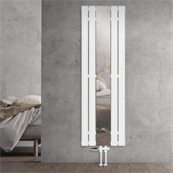 Bild von Badheizkörper Flach mit Spiegel und Boden Anschlussgarnitur 45x160cm Weiß ML-Design