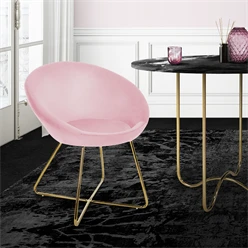 Bild von ML-DESIGN Stuhl Samtstuhl Esszimmerstuhl & Wohnzimmerstuhl mit goldenen Metallbeinen (Komplett-Set, 1 St), Design Lounge Polsterstuhl Clubsessel Esstisch Samt Rosa