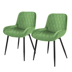 Bild von ML-Design 2er Set Esszimmerstühle, Salbei, Sitzfläche aus Samt, Metallbeine, Esszimmerstuhl mit Rücken- und Armlehnen, Küchenstühle Küchenstuhl Wohnzimmerstühle Wohnzimmerstuhl Polsterstuhl Stühle
