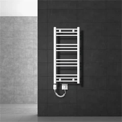 Bild von Elektrischer Badheizkörper mit Heizstab 300W 400x800 mm Weiß gebogen mit Seitenanschluss LuxeBath