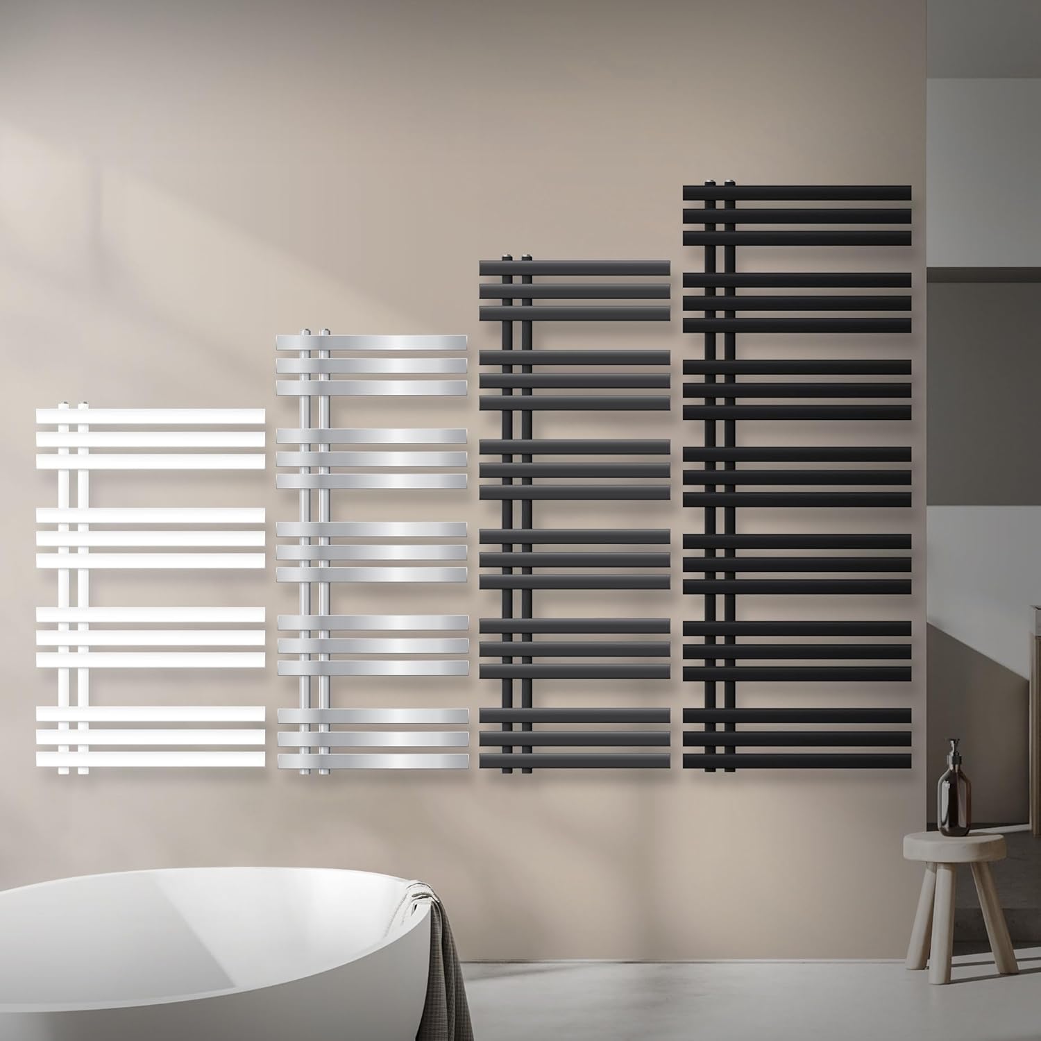 Bild von LuxeBath Design Badheizkörper Iron EM 600 x 1600 mm, Chrom, Designheizkörper Paneelheizkörper Flachheizkörper Heizkörper Handtuchwärmer Handtuchtrockner Bad/Wohnraum Heizung, inkl. Montage-Set