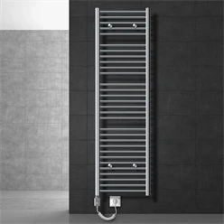 Bild von Elektrischer Badheizkörper mit Heizstab 900W 500x1800 mm Chrome gerade Seitenanschluss & Thermostat Digitalanzeige LuxeBath