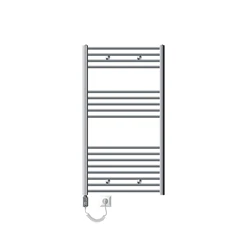 Bild von Elektrischer Badheizkörper mit Heizstab 1200W 750x1200 mm Chrome gerade Seitenanschluss & Thermostat Digitalanzeige LuxeBath