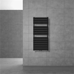 Bild von LuxeBath Badheizkörper Designheizkörper Steam Handtuchheizkörper Handtuchtrockner, Schwarz matt 500x991mm Mittelanschluss 50mm Einlagig Flach Vertikal