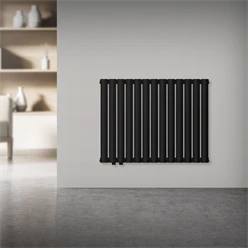 Bild von Badheizkörper Einlagig Horizontal 600x780 mm Schwarz matt mit Seitenanschluss LuxeBath
