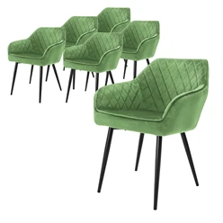 Bild von ML-DESIGN Stuhl Esszimmerstühle mit Rücken- & Armlehne moderne Design Küchenstühle (Komplett-Set, 6 St), Küchenstuhl Grün mit Samtbezug, Ergonomischer Polsterstuhl