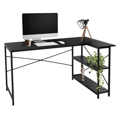 Bild von B-Ware Schreibtisch L-Form beidseitig montierbar 140x89x75 cm Schwarz mit Regal ML-Design