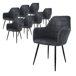 Bild von ML-DESIGN Stuhl Esszimmerstuhl ergonomisch & gepolstert, Esstischstuhl mit Rückenlehne (8 St), Wohnzimmerstuhl Dunkelgrau Samtbezug Küchenstuhl Polsterstuhl