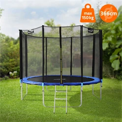 Bild von Trampolin Ø366 cm mit Sicherheitsnetz, Leiter und gepolsterten Stangen Blau bis 150kg HAUKI