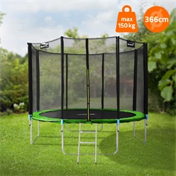 Bild von Trampolin Ø366 cm mit Sicherheitsnetz, Leiter und gepolsterten Stangen Grün bis 150kg HAUKI