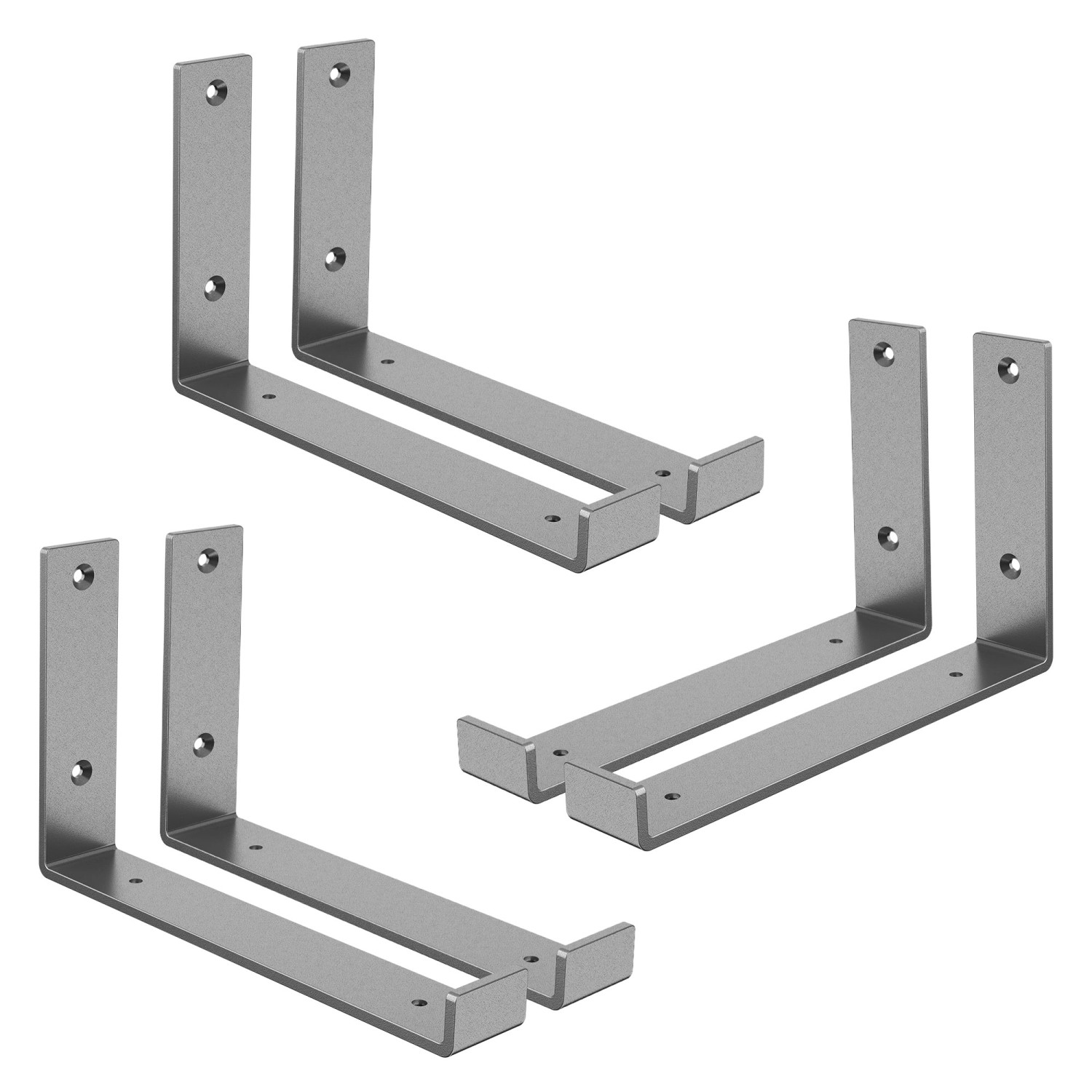Bild von ML-Design 6 Stück Regalhalterung 25x4x14 cm Grau aus Metall 10 Zoll L-Form
