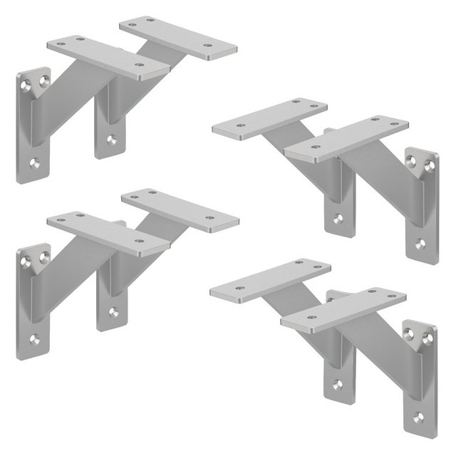 Bild von ML-DESIGN Wandregalhalter Regalhalterung aus Aluminium, Wandregal, Regalträger für Wandmontage, 8-tlg., Regalwinkel Silber Regalstütze Wandkonsole Wandhalterung