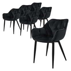 Bild von ML-DESIGN Stuhl Esszimmerstuhl mit Rückenlehnen und Armlehnen aus Samt mit Metallbeine (6 St), Ergonomischer Sessel Schwarz Wohnzimmerstuhl Polsterstuhl