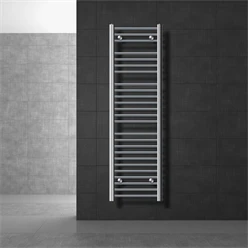 Bild von Elektrischer Badheizkörper mit Heizstab 900W 400x1500 mm Chrome gerade Seitenanschluss & Thermostat Touchbedienung LuxeBath