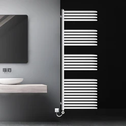 Bild von Elektrischer Badheizkörper mit Heizstab 900W 500x1600 mm Weiß mit Thermostat Digitalanzeige LuxeBath