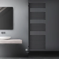 Bild von Elektrischer Badheizkörper mit Heizstab 1200W 500x1600 mm Anthrazit mit Thermostat Digitalanzeige LuxeBath