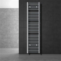 Bild von Elektrischer Badheizkörper mit Heizstab 1200W 400x1800 mm Chrome gebogen mit Seitenanschluss & Thermostat Touchbedienung LuxeBath
