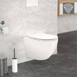 Bild von LuxeBath Tiefspül-WC Spülrandloses Wand Hänge WC aus Keramik mit WC-Sitz Absenkautomatik, Toilette ohne Spülrand Weiß, Tornadospülung, Softclose-Klodeckel