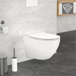 Bild von Spülrandloses Wand Hänge-WC lang 53,5 cm Weiß Tornadospülung mit WC-Sitz Absenkautomatik LuxeBath