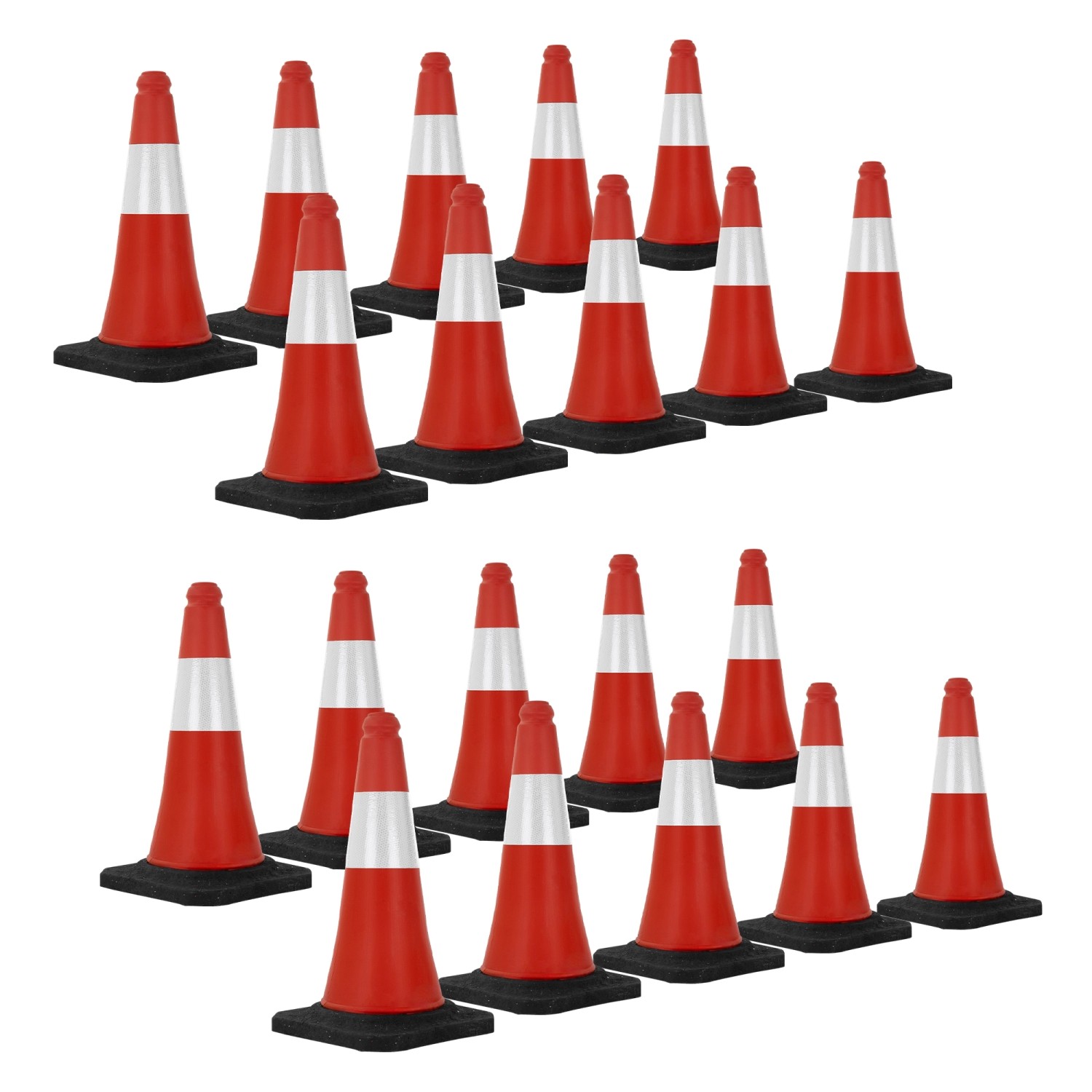 Bild von ECD Germany 20Er Verkehrskegel Pylone 51 cm Rot-Weiß Leitkegel mit Schwerem Fuß
